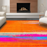 Ultra Soft Area Rug, Non Slip, Stain Resistant, Washable Area Rugs for Living Room, Bedroom, Vibrant Abstract Splash Art(Orange)