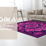 Ultra Soft Area Rug, Non Slip, Stain Resistant, Washable Area Rugs for Living Room, Bedroom, Rustic Mandala Art Design(Pink)