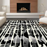 Ultra Soft Area Rug, Non Slip, Stain Resistant, Washable Area Rugs for Living Room, Bedroom, Zebra Stripe Woven Rug, Graphic Floor Art, Ebony and Ivory Accent Carpet(Black)