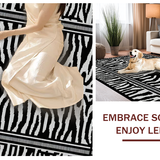 Ultra Soft Area Rug, Non Slip, Stain Resistant, Washable Area Rugs for Living Room, Bedroom, Funky Monochrome Animal Motif(Black)
