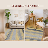 Ultra Soft Area Rug, Non Slip, Stain Resistant, Washable Area Rugs for Living Room, Bedroom, Elegant Striped Contemporary Aesthetic(Gold)