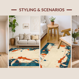 Ultra Soft Area Rug, Non Slip, Stain Resistant, Washable Area Rugs for Living Room, Bedroom, Dynamic Colorful Aquatic Theme(Orange)