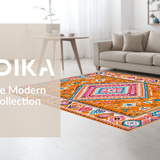 Ultra Soft Area Rug, Non Slip, Stain Resistant, Washable Area Rugs for Living Room, Bedroom, Rustic Ethnic Print Aesthetic(Orange)