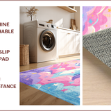 Ultra Soft Area Rug, Non Slip, Stain Resistant, Washable Area Rugs for Living Room, Bedroom, Pastel Unicorn Rainbow Rug for Girls Nursery(Red)