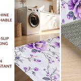 Ultra Soft Area Rug, Non Slip, Stain Resistant, Washable Area Rugs for Living Room, Bedroom, Rustic White Blossom Aesthetic(Purple)