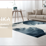 Ultra Soft Area Rug, Non Slip, Stain Resistant, Washable Area Rugs for Living Room, Bedroom, Rustic Neutral Palm Motif(Blue)