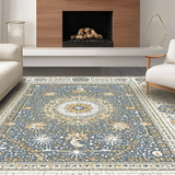 Ultra Soft Area Rug, Non Slip, Stain Resistant, Washable Area Rugs for Living Room, Bedroom, Tarot Night Sky Rug with Ornate Sun, Moon, and Cosmic Patterns(Gray)