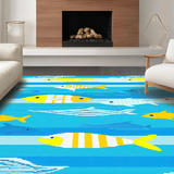 Ultra Soft Area Rug, Non Slip, Stain Resistant, Washable Area Rugs for Living Room, Bedroom, Joyful Underwater Scene in Soft Hues(Blue)