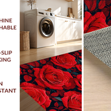 Ultra Soft Area Rug, Non Slip, Stain Resistant, Washable Area Rugs for Living Room, Bedroom, Vibrant Shaggy Floral Elegance(Red)