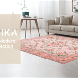 Ultra Soft Area Rug, Non Slip, Stain Resistant, Washable Area Rugs for Living Room, Bedroom, Elegant Pink Rose Embellishments(Pink)