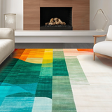 Ultra Soft Area Rug, Non Slip, Stain Resistant, Washable Area Rugs for Living Room, Bedroom, Chic Transitional Organic Shapes(Orange)