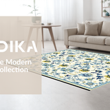 Ultra Soft Area Rug, Non Slip, Stain Resistant, Washable Area Rugs for Living Room, Bedroom, Charming Yellow Toned Vintage Charm(White)