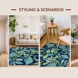 Ultra Soft Area Rug, Non Slip, Stain Resistant, Washable Area Rugs for Living Room, Bedroom, Rustic Tropical Print Arrangement(Blue)