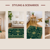 Ultra Soft Area Rug, Non Slip, Stain Resistant, Washable Area Rugs for Living Room, Bedroom, Whimsical Dark Green Celestial Bedroom Area Rug(Green)