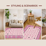 Ultra Soft Area Rug, Non Slip, Stain Resistant, Washable Area Rugs for Living Room, Bedroom, Vibrant Pastel Arch Motif(Beige)