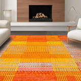 Ultra Soft Area Rug, Non Slip, Stain Resistant, Washable Area Rugs for Living Room, Bedroom, Eye-catching Warm Toned Motif(Orange)