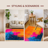 Ultra Soft Area Rug, Non Slip, Stain Resistant, Washable Area Rugs for Living Room, Bedroom, Lively Modern Paint Stroke Aesthetic(Orange)