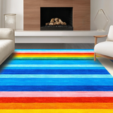 Ultra Soft Area Rug, Non Slip, Stain Resistant, Washable Area Rugs for Living Room, Bedroom, Artistic Colorful Textured Layers(Blue)