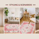 Ultra Soft Area Rug, Non Slip, Stain Resistant, Washable Area Rugs for Living Room, Bedroom, Stylish Soft Pastel Pattern(White)