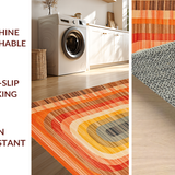 Ultra Soft Area Rug, Non Slip, Stain Resistant, Washable Area Rugs for Living Room, Bedroom, Eclectic Rainbow Abstract Design(Orange)