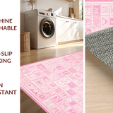 Ultra Soft Area Rug, Non Slip, Stain Resistant, Washable Area Rugs for Living Room, Bedroom, Charming Circular Educational Motif(Pink)