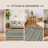Ultra Soft Area Rug, Non Slip, Stain Resistant, Washable Area Rugs for Living Room, Bedroom, Unique Modern Medallion Design(Beige)