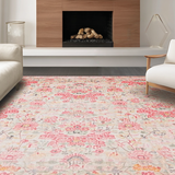 Ultra Soft Area Rug, Non Slip, Stain Resistant, Washable Area Rugs for Living Room, Bedroom, Lush Cozy Textured Geometry(Pink)