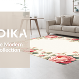 Ultra Soft Area Rug, Non Slip, Stain Resistant, Washable Area Rugs for Living Room, Bedroom, Bright Cheerful Petal Display(Beige)