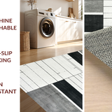 Ultra Soft Area Rug, Non Slip, Stain Resistant, Washable Area Rugs for Living Room, Bedroom, Chic Geometric Black and White Striped Area Rug for Modern Aesthetic(Gray)