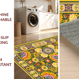 Ultra Soft Area Rug, Non Slip, Stain Resistant, Washable Area Rugs for Living Room, Bedroom, Vibrant Circular Mandala Motif(Yellow)