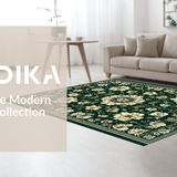 Ultra Soft Area Rug, Non Slip, Stain Resistant, Washable Area Rugs for Living Room, Bedroom, Stylish Whimsical Floral Arrangement(Green)