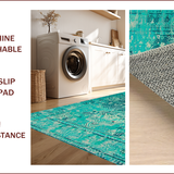 Ultra Soft Area Rug, Non Slip, Stain Resistant, Washable Area Rugs for Living Room, Bedroom, Whimsical Medallion Color Fusion(Blue)