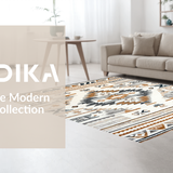 Ultra Soft Area Rug, Non Slip, Stain Resistant, Washable Area Rugs for Living Room, Bedroom, Lively Geometric Fusion Artwork(Beige)