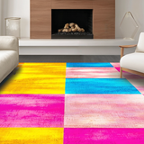 Ultra Soft Area Rug, Non Slip, Stain Resistant, Washable Area Rugs for Living Room, Bedroom, Joyful Brightly Colored Imagery(Pink)