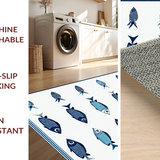 Ultra Soft Area Rug, Non Slip, Stain Resistant, Washable Area Rugs for Living Room, Bedroom, Coastal Whimsical Fish Motif(Blue)