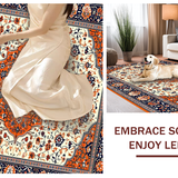 Ultra Soft Area Rug, Non Slip, Stain Resistant, Washable Area Rugs for Living Room, Bedroom, Artful Ogee Pattern in Warm Tones(White)