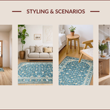 Ultra Soft Area Rug, Non Slip, Stain Resistant, Washable Area Rugs for Living Room, Bedroom, Elegant Intricate Floral Composition(Blue)