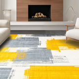 Ultra Soft Area Rug, Non Slip, Stain Resistant, Washable Area Rugs for Living Room, Bedroom, Transitional Rustic Patterned Elegance(Yellow)