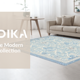 Ultra Soft Area Rug, Non Slip, Stain Resistant, Washable Area Rugs for Living Room, Bedroom, Sophisticated Knot Bow Rug Blue Decorative Mat with Refined Ribbon Design(Blue)
