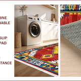 Ultra Soft Area Rug, Non Slip, Stain Resistant, Washable Area Rugs for Living Room, Bedroom, Tribal Multi-Color Living Room Wool Carpet(White)