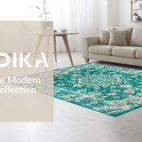 Ultra Soft Area Rug, Non Slip, Stain Resistant, Washable Area Rugs for Living Room, Bedroom, Rustic Turquoise Pattern Fusion(Green)