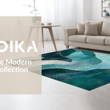 Ultra Soft Area Rug, Non Slip, Stain Resistant, Washable Area Rugs for Living Room, Bedroom, Tidal Mosaic Rug with Modern Coastal Geometry and Flowing Seafoam Patterns(Blue)