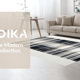 Ultra Soft Area Rug, Non Slip, Stain Resistant, Washable Area Rugs for Living Room, Bedroom, Bold Black White Floor Decor(Black)