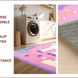 Ultra Soft Area Rug, Non Slip, Stain Resistant, Washable Area Rugs for Living Room, Bedroom, Soft Fuzzy Rainbow Rug for Girls Bedroom(Pink)