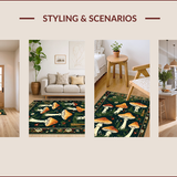 Ultra Soft Area Rug, Non Slip, Stain Resistant, Washable Area Rugs for Living Room, Bedroom, Rustic Mushroom Botanical Motif(Green)