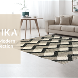 Ultra Soft Area Rug, Non Slip, Stain Resistant, Washable Area Rugs for Living Room, Bedroom, Checkered Geometric Pattern(Black)