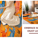 Ultra Soft Area Rug, Non Slip, Stain Resistant, Washable Area Rugs for Living Room, Bedroom, Dynamic Elephant Illustration Charm(Orange)