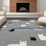 Ultra Soft Area Rug, Non Slip, Stain Resistant, Washable Area Rugs for Living Room, Bedroom, Stylish Cozy Cat Patterned Decor(Gray)