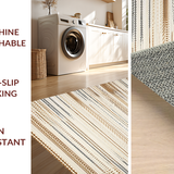 Ultra Soft Area Rug, Non Slip, Stain Resistant, Washable Area Rugs for Living Room, Bedroom, Rustic Scalloped Natural Fiber(Beige)