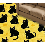 Ultra Soft Area Rug, Non Slip, Stain Resistant, Washable Area Rugs for Living Room, Bedroom, Contemporary Black Cat Aesthetic(Yellow)